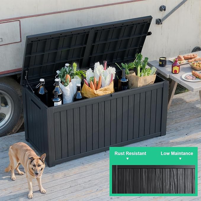 200 Gallon Large Deck Box, Resin Outdoor Storage Box - Image 2