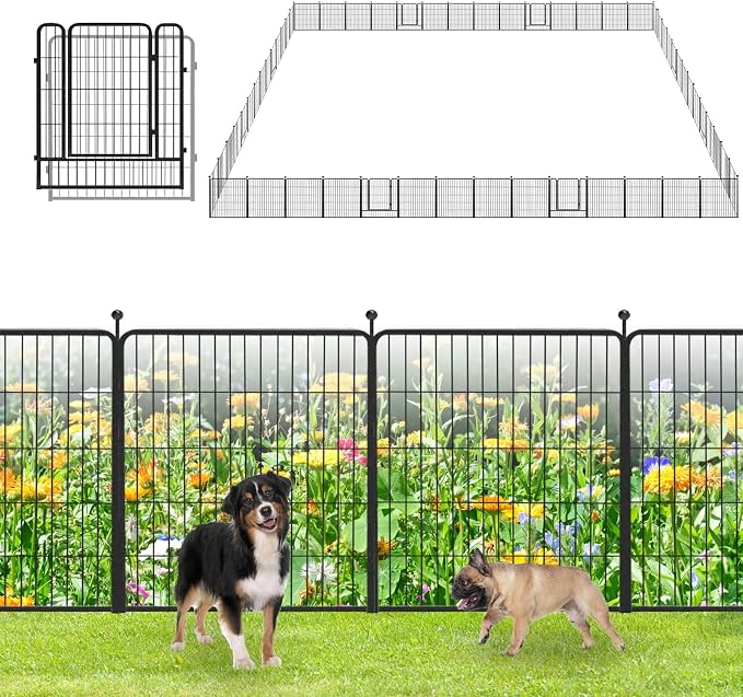Garden Fence with Gate Metal Fencing Outdoor by Jhsomdr