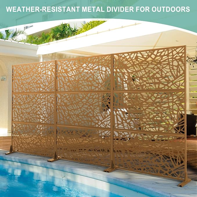 Metal Privacy Screen for Outdoor & Indoor Use, Free Standing Privacy Screen for - Image 5