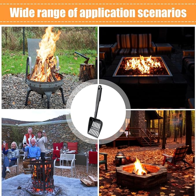 Hollow Out Fireplace Ash Sifter, Metal Black Coal Shovel Heat Resistant - Image 5