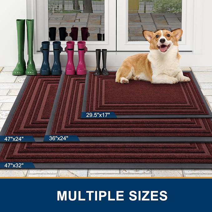 Buganda Front Door Mat Indoor Outdoor Entrance, Non-Slip Natural Rubber Doormats - Image 2