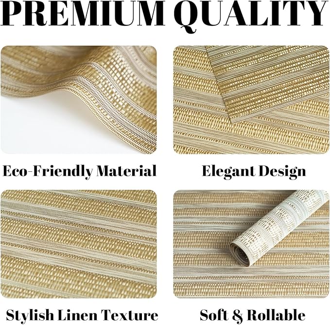 Placemats Set of 6 Vinyl/Plastic Woven Place Mats - Image 2