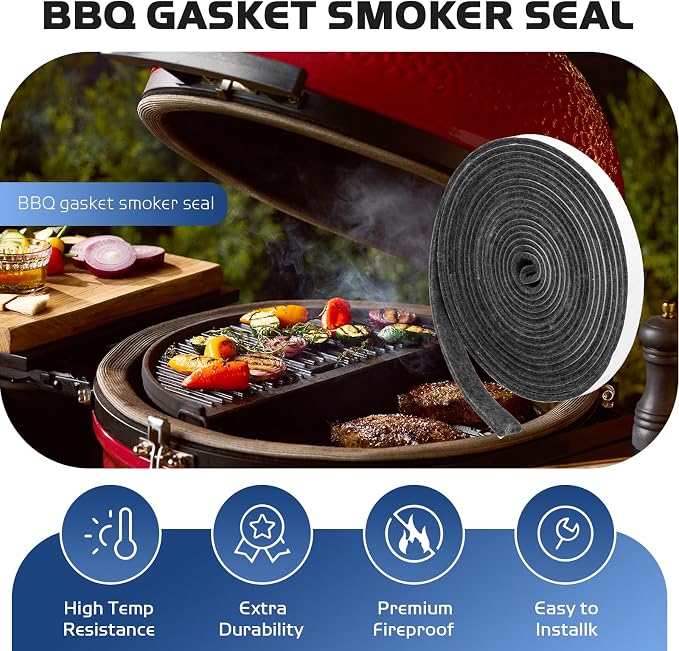 15 FT BBQ Smoker Gasket, 1/2" x 1/8" High Temperature Grill Gasket Replace - Image 3