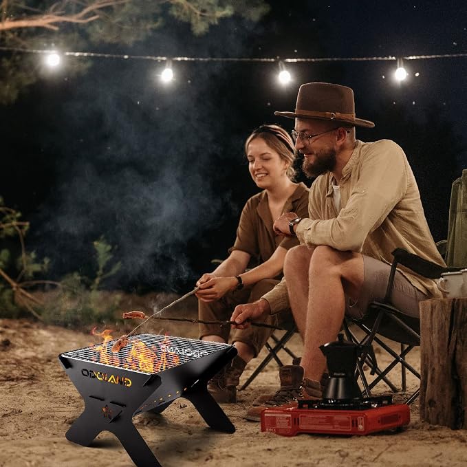 Odoland Camping Campfire Grill, Portable Folding Charcoal Grills, Backpacking - Image 6