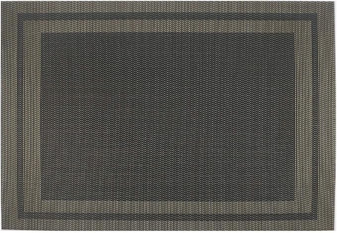 Gugrida Placemats Set of 6 Plaid Checkered Black & Gold PVC Placemat - Image 7