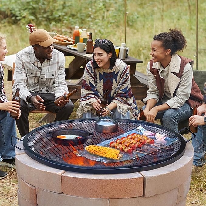 VEVOR X-Marks Fire Pit Grill Grate, Round Cooking Grate, Heavy Duty Steel - Image 8
