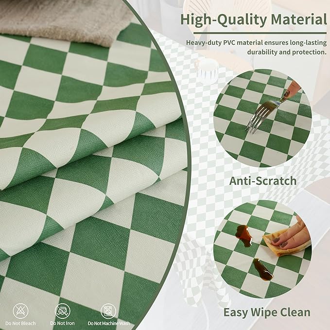 Rectangle Table Cloth, 100% Waterproof Tablecloth Oil Proof Spill Proof Vinyl - Image 3