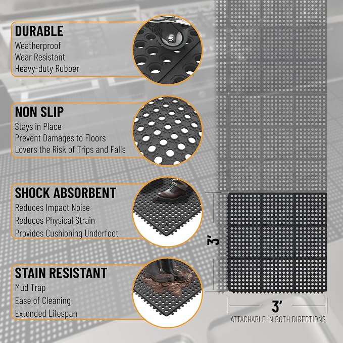 Ottomanson Heavy Duty Rubber Floor Mat – Non-Slip, Waterproof, Restaurants - Image 3