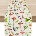 Mushroom Table Runner, Rustic Farmhouse Forest Plants Botanical Wildfloral by Unknown