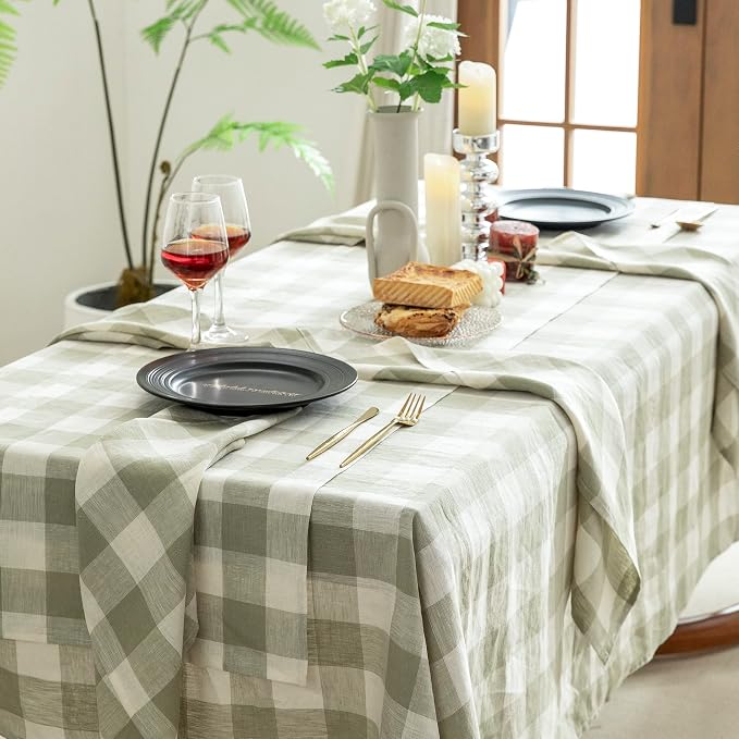 EVERLY 100% Yarn-Dyed Linen Rectangle Tablecloths 60x84Inches - Image 5