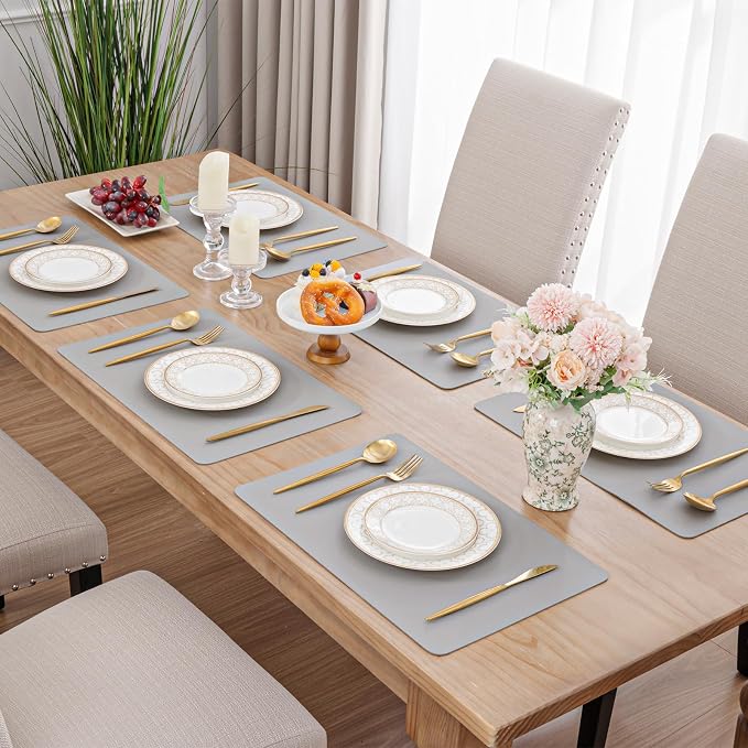 SHACOS Placemats Set of 6 Faux Leather Waterproof Leakproof Wipeable PU - Image 9