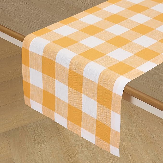 Solino Home Linen Checkered Table Runner 120 Inches Long - Image 2