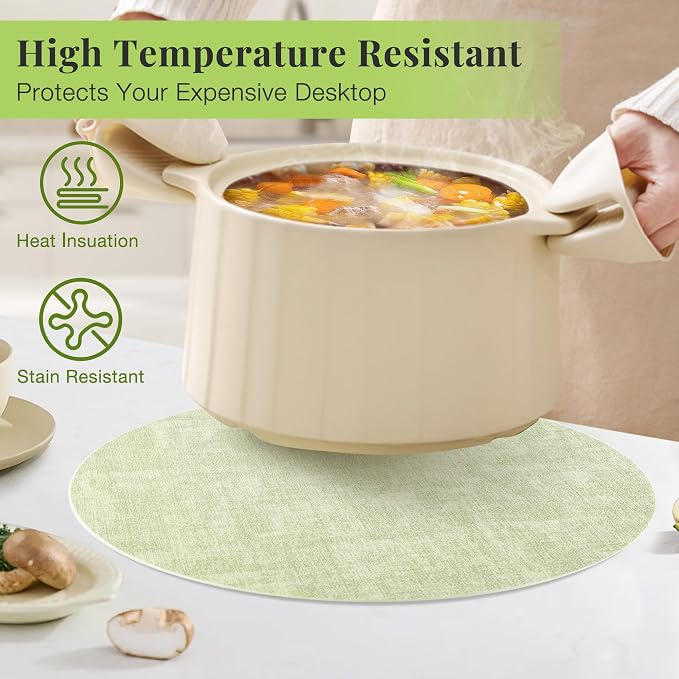 13-Inch Faux Leather Round Placemats Set of 4, Waterproof Anti-Slip Dual Sided - Image 3