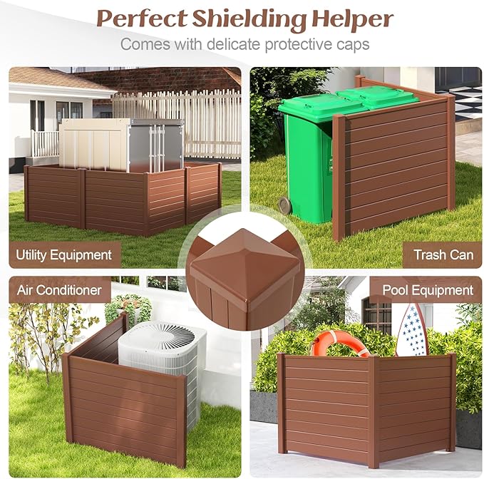 Giantex 2 Panels Air Conditioner Fence, Decorative Trash Can Enclosure - Image 2