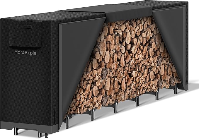 12ft Firewood Log Rack with Cover Outdoor, Heavy Duty Indoor Outdoor Firewood by MarsExplo