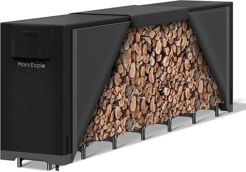 12ft Firewood Log Rack with Cover Outdoor, Heavy Duty Indoor Outdoor Firewood by MarsExplo