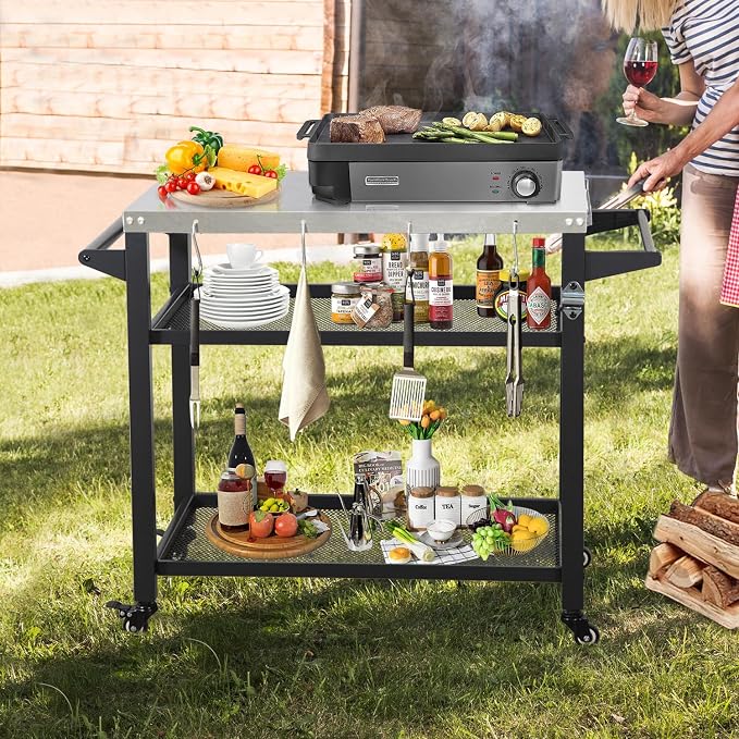 Domi 3-Tier Outdoor BBQ Grill Cart - Image 2