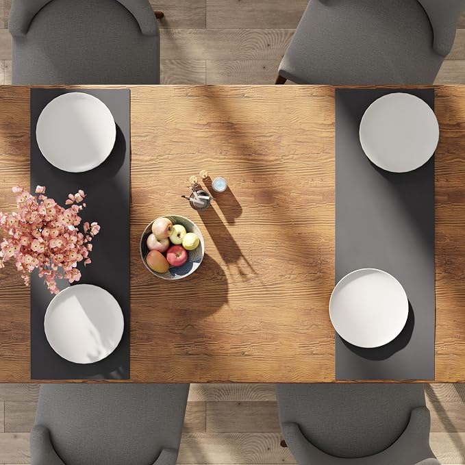 Encasa XO Table Runner 13"x36" Long | Cotton Canvas Fabric | Grey Solid Color | - Image 5