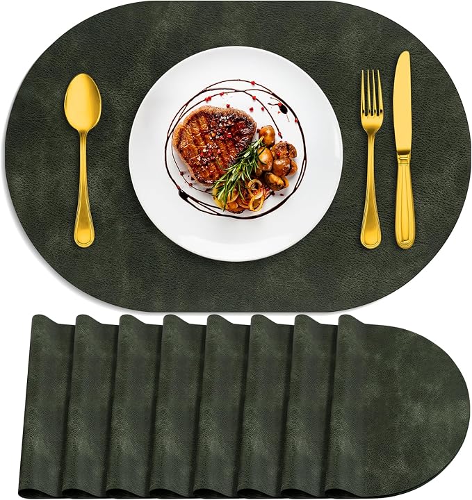 ADRIMER Placemats, Heat Resistant Oval Placemats Set of 8 Washable 12 x 17 Inch by Adrimersdreamistobeanindispensablecompanioninyourlife