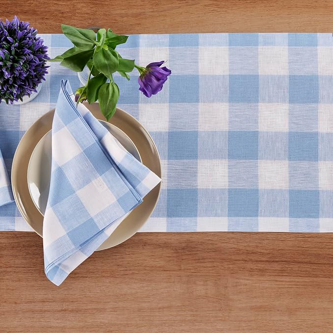 Solino Home Linen Checkered Table Runner 60 Inches - Image 3