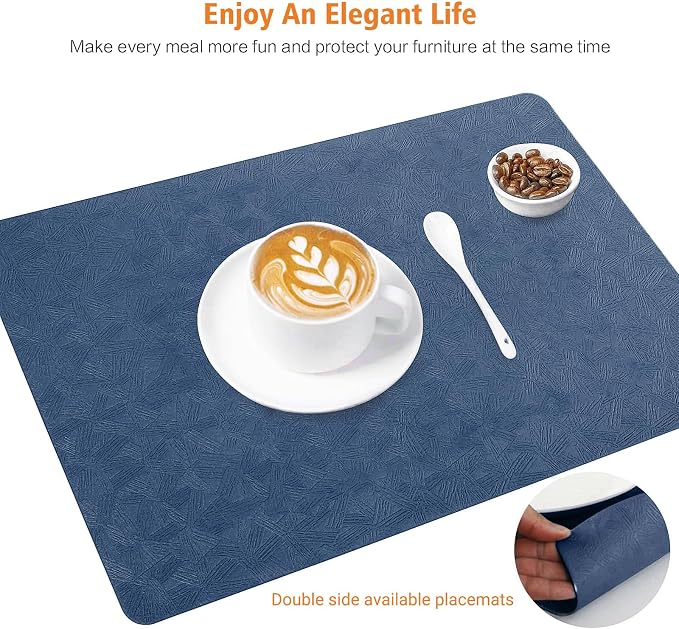 Vinyl Placemats Set of 4 Heat Resistant Easy Clean Non-Slip Place Mats - Image 2