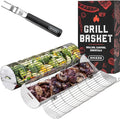 Rolling Grill Basket, New Opening Design, Extra Sturdy Cylinder Grilling Basket by SHIZZO