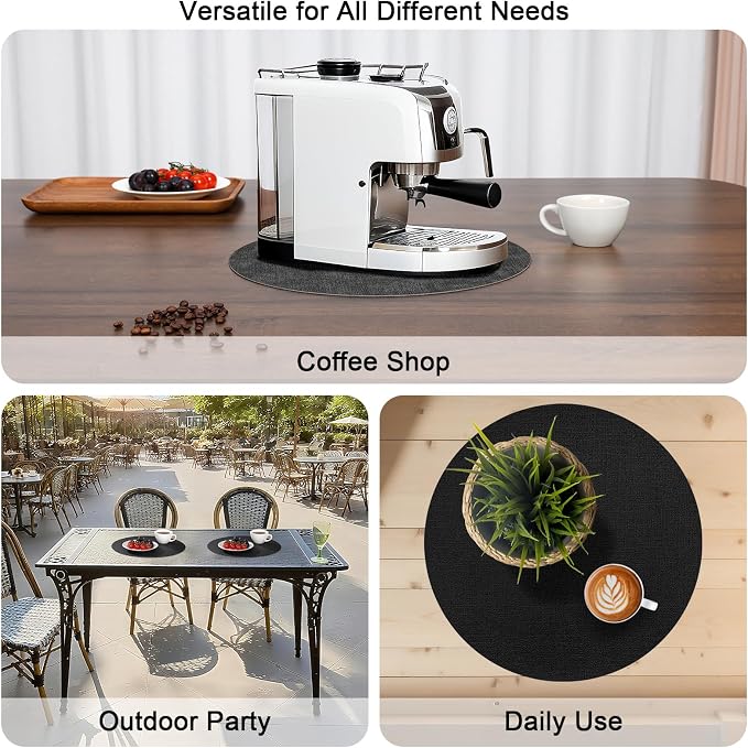 Myir JUN Round Placemats, Dual Sided Faux Leather Place Mats Set of 6 - Image 7