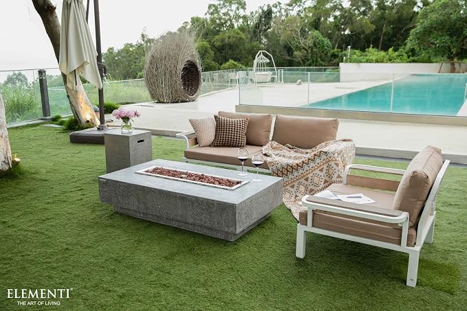 Elementi | Hampton Gas Fire Pit Cast Concrete 56" Rectangular Fire Table - Image 8