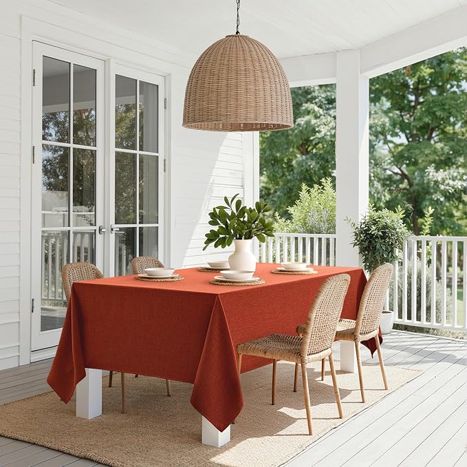 MIULEE Burnt Orange Linen Polyester Tablecloth Fall Thanksgiving 52x70 Inch - Image 8