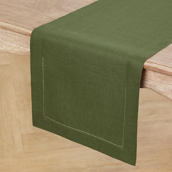 Solino Home Olive Linen Table Runner 156 Inches Long - Image 2