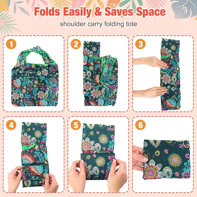 Eccliy 24 Pieces Reusable Grocery Bags Polyester Shopping Bags - Image 5