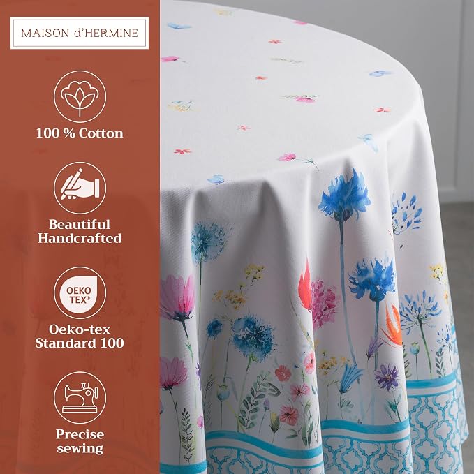 Maison d' Hermine Table Cloth Round Table 100% Cotton 69 Inches Tablecloth - Image 2