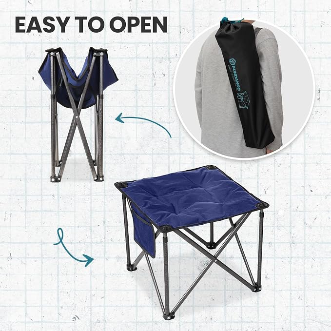 FUNDANGO Folding Camping Stool, 18.1 Inch Oversized Foot Stools 400 Lbs Heavy - Image 6