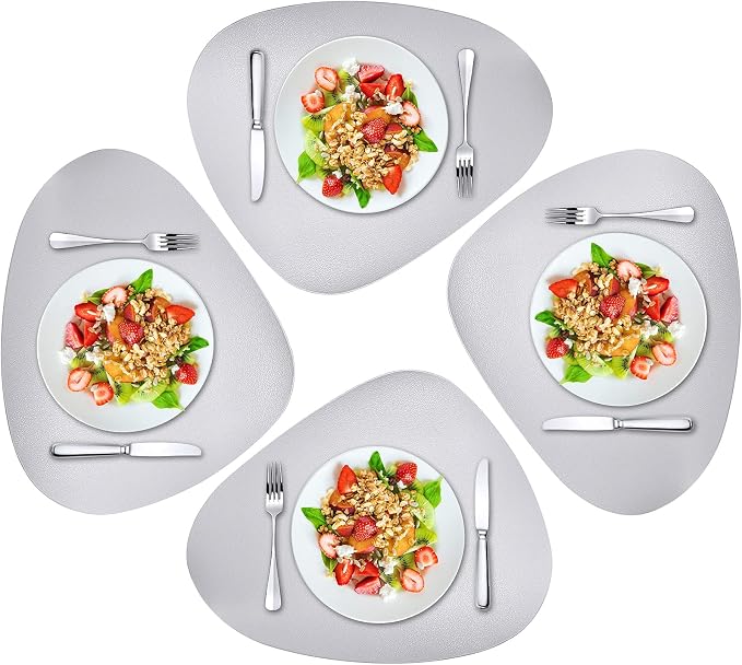 Herda Placemats Set of 4 for Dining Table Mats Place Mats Grey Leather by Betterqualitybetterlife