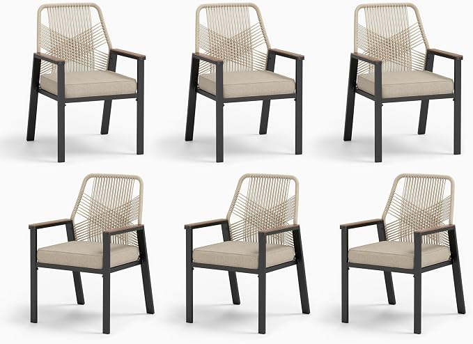 Patio Wicker Chair Sets of 6, Outdoor Dining Chairs by MIXPATIO