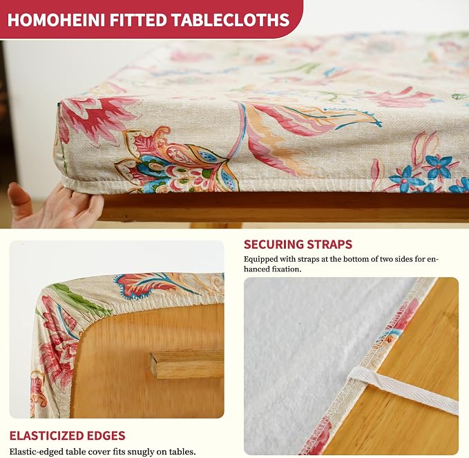 Rectangle Picnic Table Cloth, Elastic Waterproof Fitted Vinyl Tablecloths - Image 2