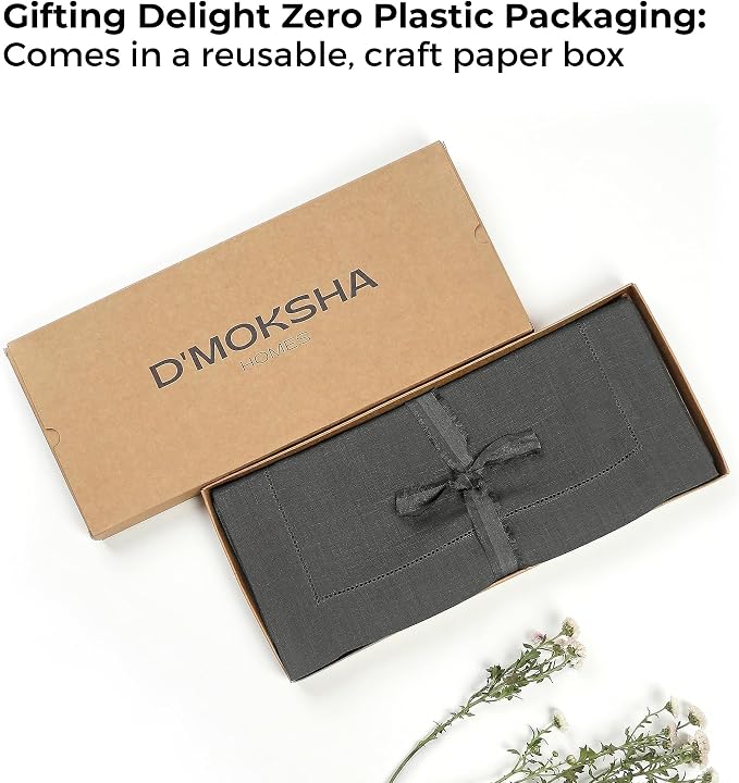 D'Moksha Homes Linen Charcoal Grey Table Runner 132 Inches Long - Image 6