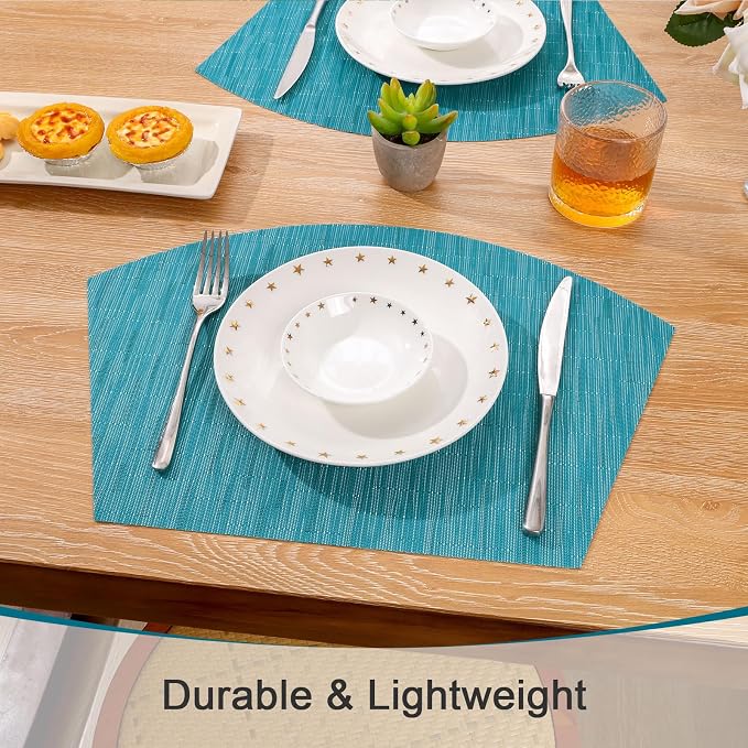 SHACOS Wedge Placemats Set of 8 Woven Vinyl Plastic Placemats - Image 9