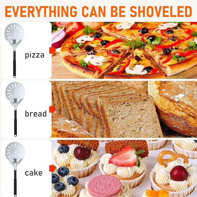 Perforated Pizza Peels 6 INCH pizza spatula paddle Long Handle Metal Pizza - Image 6
