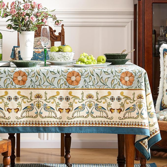 patdrea Designer French Linen Blue Tablecloth - Image 2