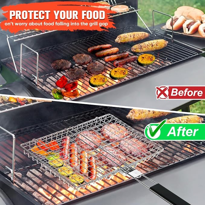 Grill Basket for Outdoor Grill, Stainless Steel Grilling Basket - Image 7