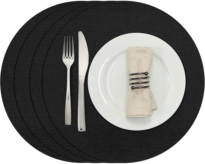 Myir JUN Round Placemats, Dual Sided Faux Leather Place Mats Set of 4 by MyirJUN
