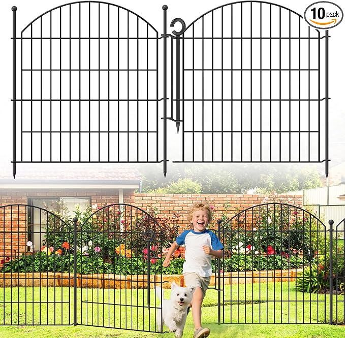 Decorative Garden Fence 32in x24ft, 10 Pack No Dig Fence Animal Barrier by Thrivinest