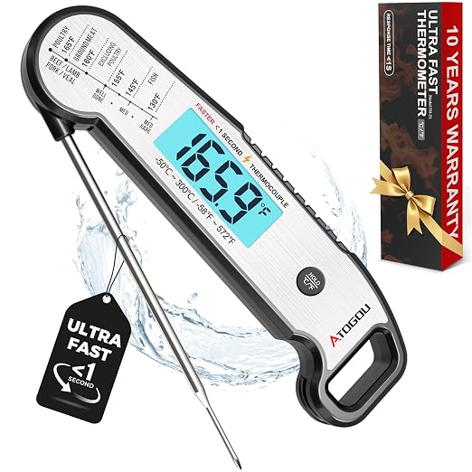 Atogou Professional Food & Meat Thermometer, 1 Sec Instant Read & ±0.5℉ Accuracy by ATOGOU