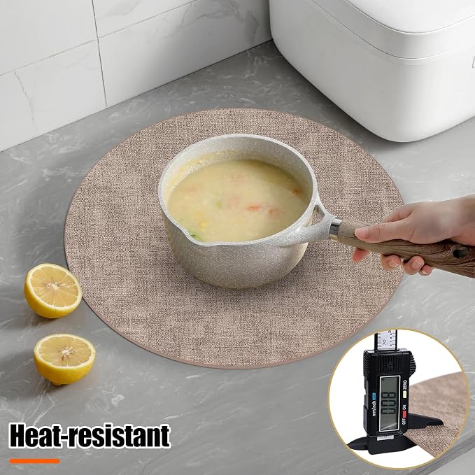 Homaxy Round Faux Leather Placemats and Coasters, Washable Dual-Side Table Mats - Image 2