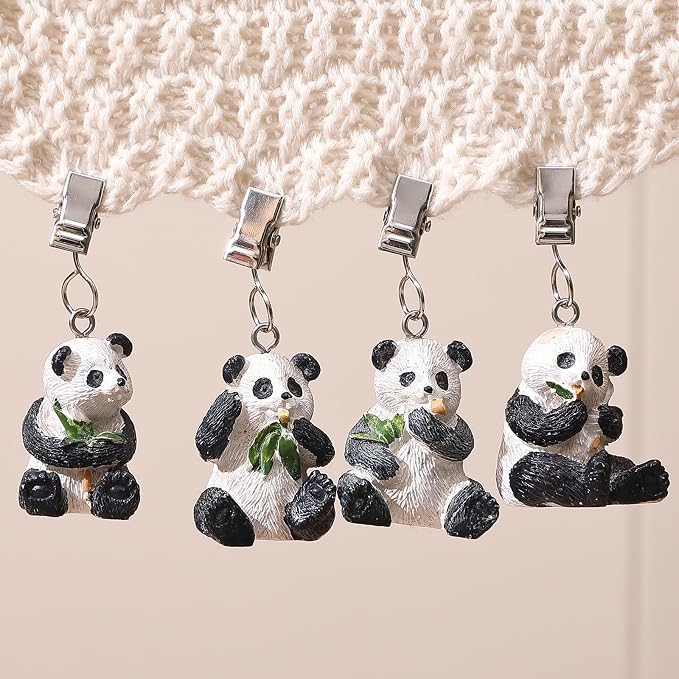TwoFish Home Set of 4 Panda Resin Tablecloth Weights Clips Panda Handicraft - Image 2