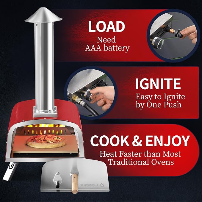 PIZZELLO 13" Outdoor Pizza Oven Propane Wood Fired Outdoor Foldable Pizza Ovens - Image 4