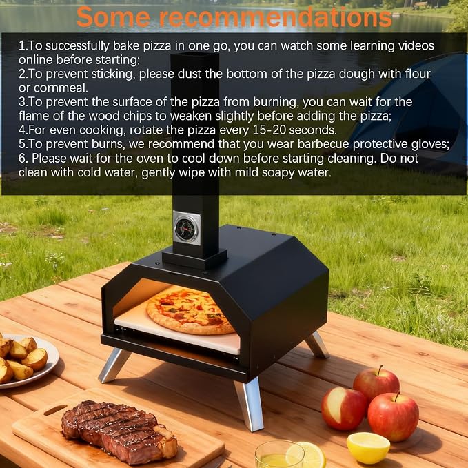 Christmas Gifts Pizza Oven Outdoor 12" Portable Pellet Pizza Stove Wood Fired - Image 8