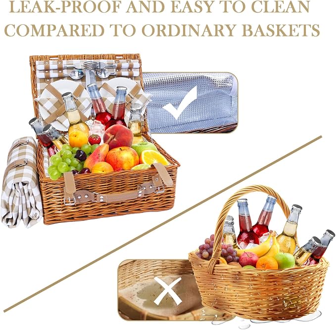 Neti Neti Wicker Picnic Basket for 4 - Image 6