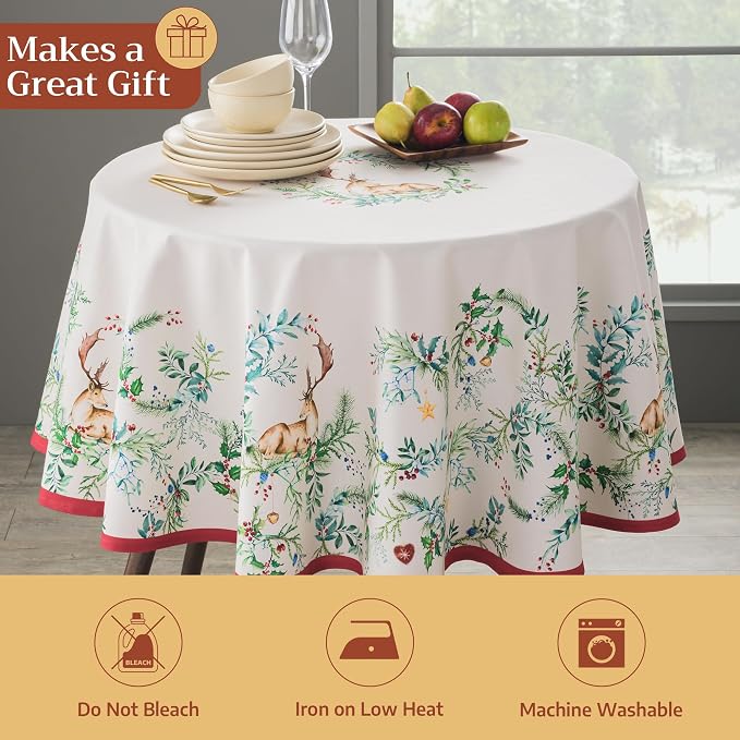 Maison d' Hermine Table Cloth Round Table 100% Cotton 69 Inches Fall Tablecloth - Image 5